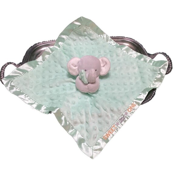 Carter's Lovey Elephant Security Blanket Sweet Little One Mint Green Satin Trim - Picture 1 of 9